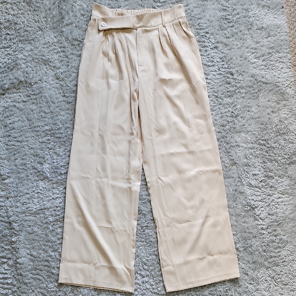 Free With Purchase...Elegant Cream Wide-Leg Trousers